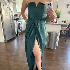 Showpo Emerald Green Strapless Gown – Elegant Evening Look